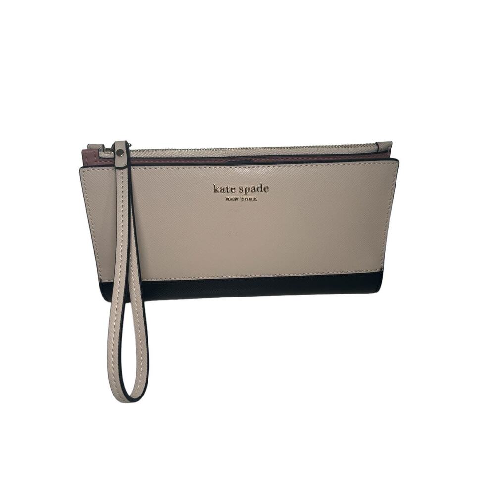 Kate Spade Spencer Continental Wristlet Warm Beige/Black One Size NWOT